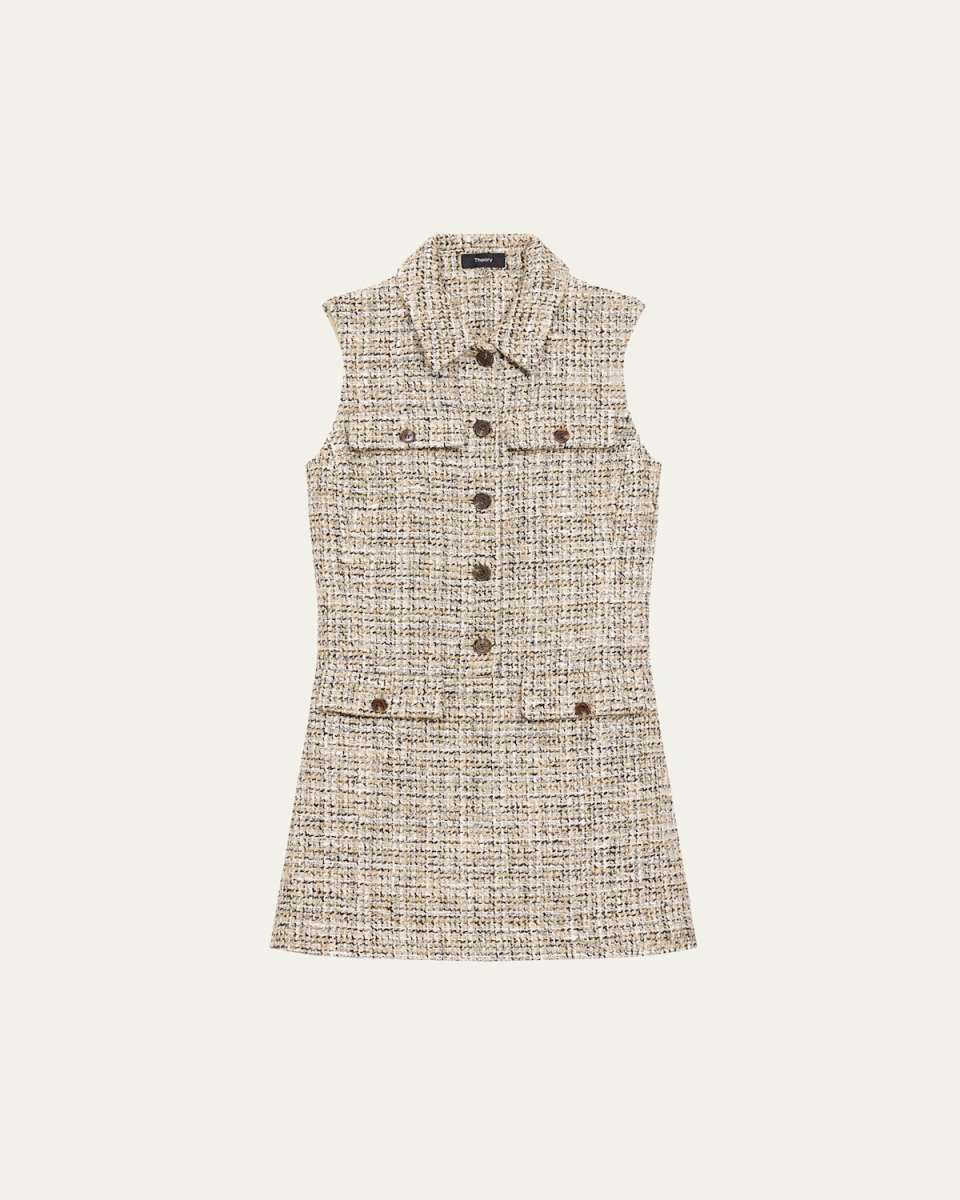 Mixed Tweed Military Mini Dress